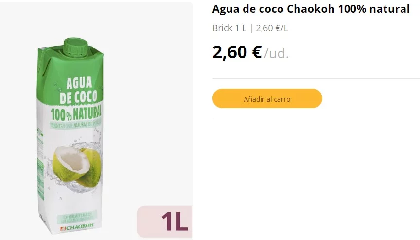La bebida de Mercadona que ayuda a perder peso y aporta vitamina C y potasio, por solo 3 euros 1 Moncloa Beneficios nutricionales del agua de coco de Mercadona