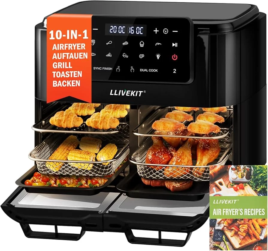 Cocina 4 platos de una sola vez con la nueva freidora de aire de Amazon de 2400 W 2 Moncloa Potencia de 2400W y facilidad de limpieza