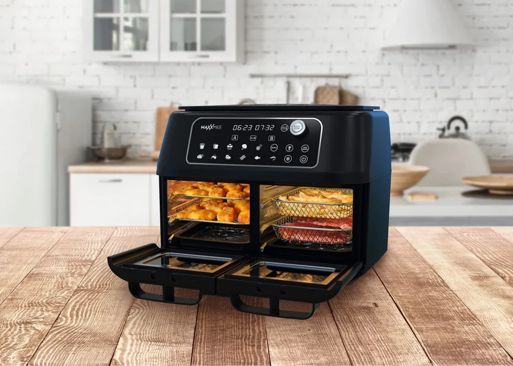 Cocina 4 platos de una sola vez con la nueva freidora de aire de Amazon de 2400 W 1 Moncloa Una freidora de aire con capacidad de 12 litros divisibles