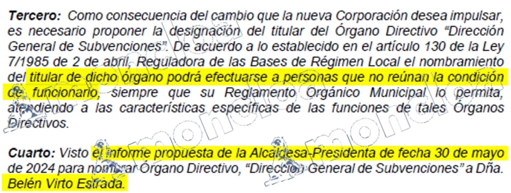 La alcaldesa de Alcobendas avala el fichaje de la socia del empresario vinculado a la imputada Ana Millán 1 Moncloa La alcaldesa de Alcobendas propuso el nombramiento de Belén Virto como directora general de Subvenciones