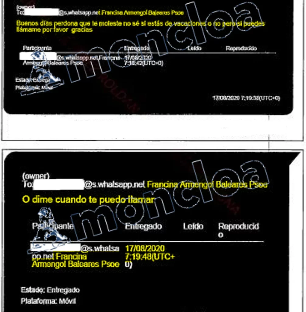 Caso Koldo: El fiscal espera dos informes policiales determinantes sobre Baleares y Canarias 1 Moncloa Armengol y sus conversaciones con Koldo, cazadas por la Guardia Civil