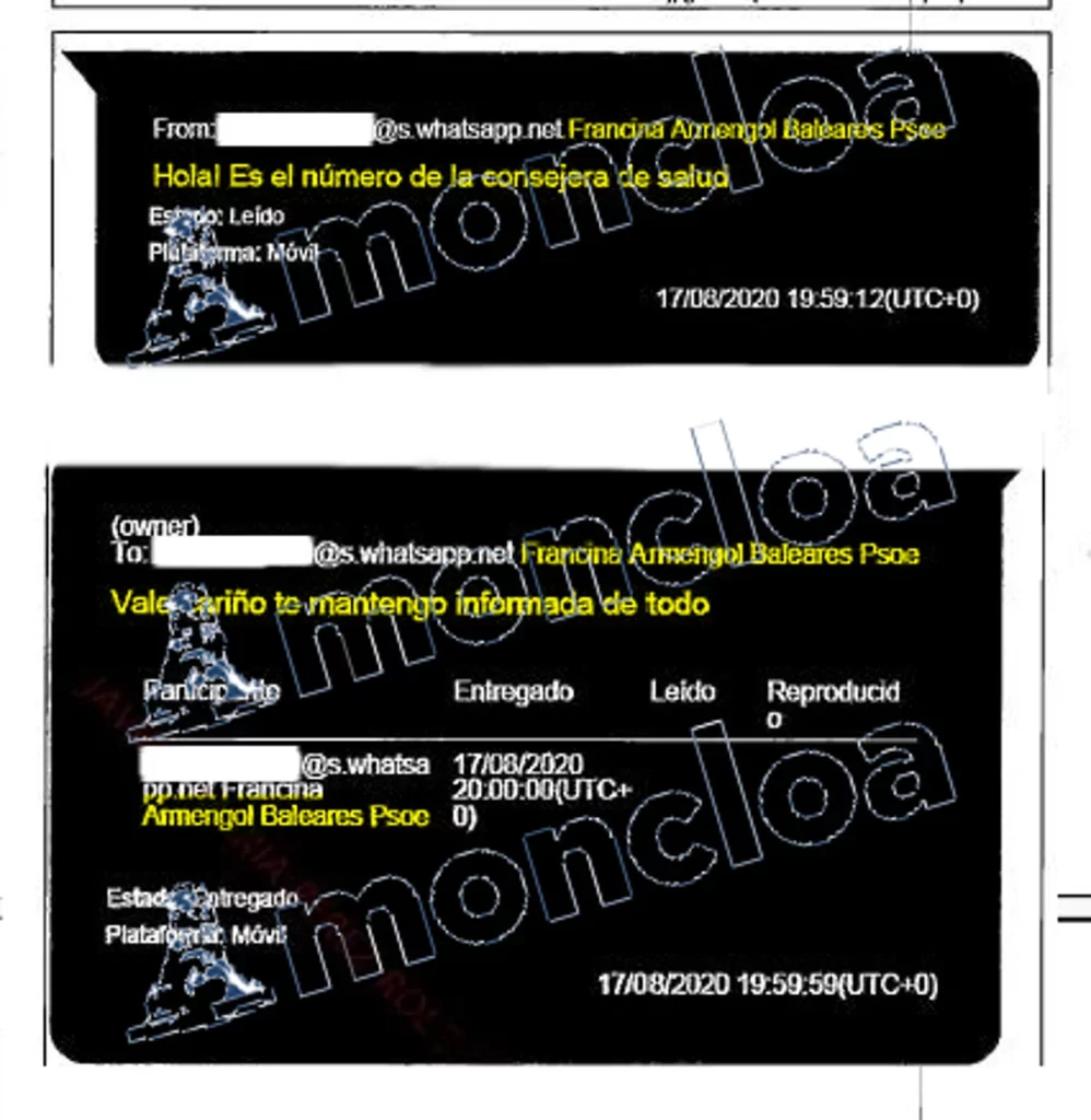 Caso Koldo: El fiscal espera dos informes policiales determinantes sobre Baleares y Canarias 2 Moncloa La conversación entre Koldo y Armengol para facilitar el contacto de la consejera de Sanidad de Baleares