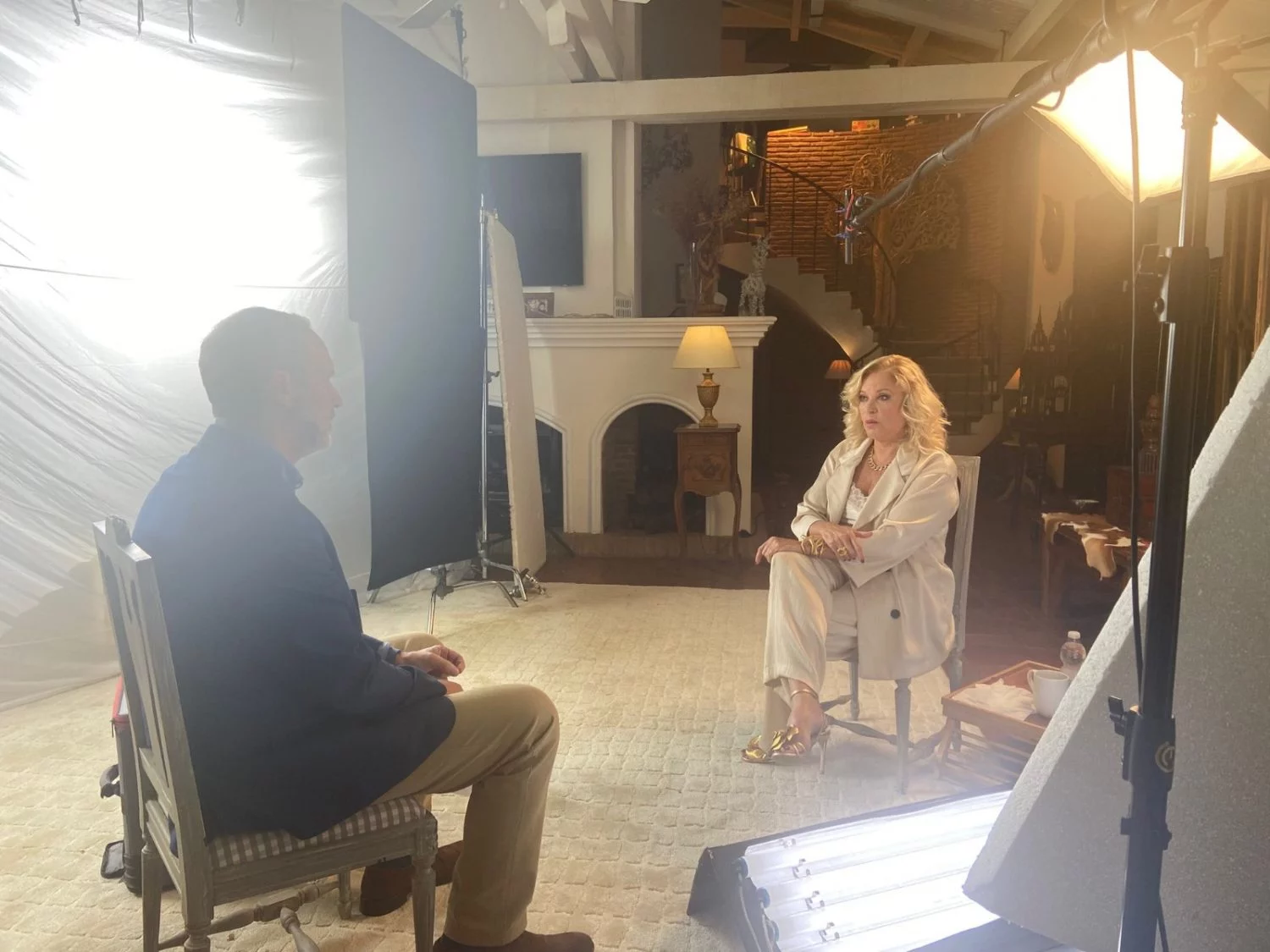 Bárbara Rey durante la grabación con Santi Acosta.