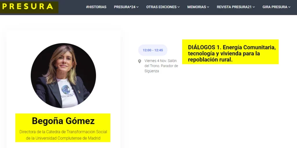 Begoña Gómez y su conexión en Soria se impulsó con Teresa Ribera como ministra 1 Moncloa El anuncio de la ponencia de Begoña Gómez en la Feria Presura 2022