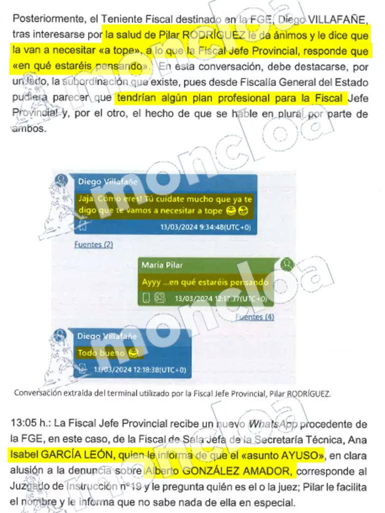 Los mensajes del 'segundo' de la Fiscalía: «Que no te afecten las infamias de Ayuso» 2 Moncloa 5 Moncloa