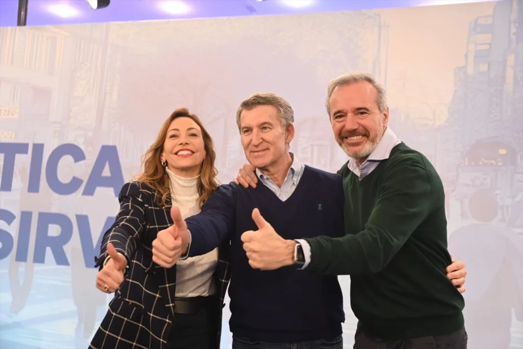 José Antonio Azcón: «Aragón no está dispuesta a pagar la deuda de los catalanes» 1 Moncloa EuropaPress 6509092 i d alcaldesa zaragoza natalia chueca presidente pp alberto nunez feijoo Moncloa