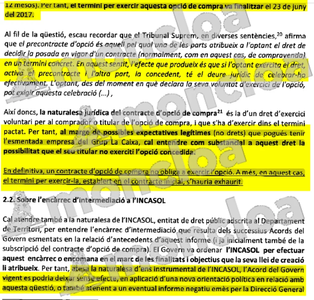 Un informe del Govern tumba las indemnizaciones del Hard Rock 1 Moncloa El informe de los servicios Jurídicos de la Generalitat tumba el argumento de ERC, Junts y PSC