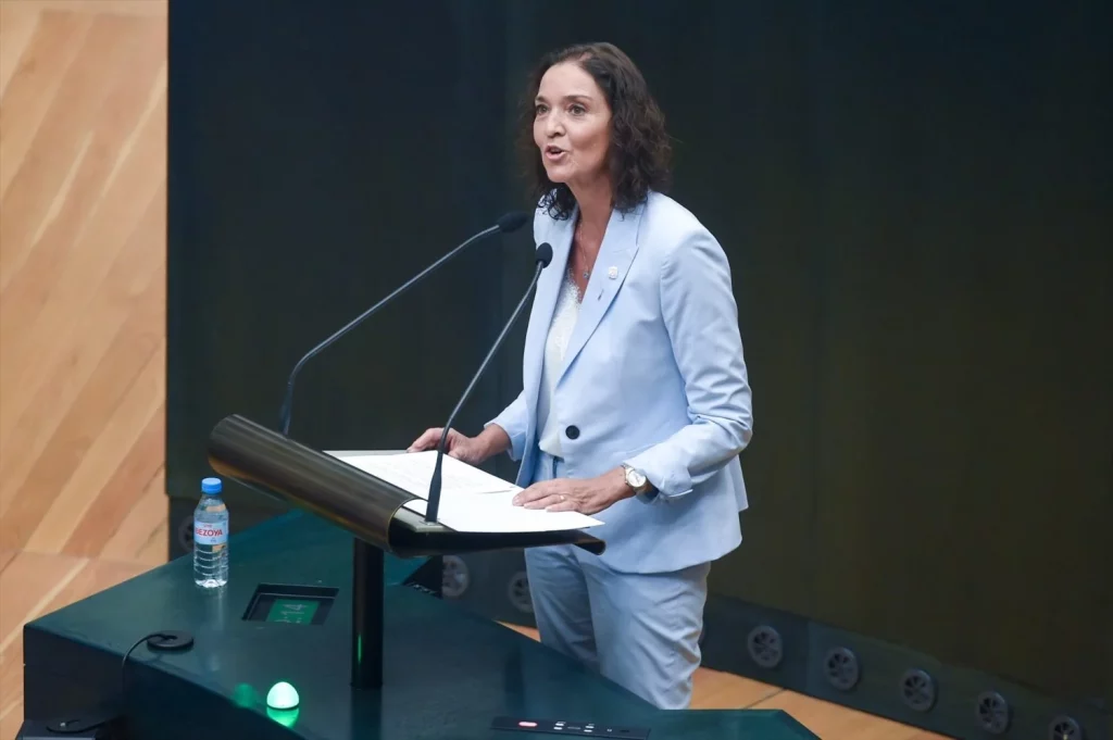 La portavoz del PSOE en el Ayuntamiento, Reyes Maroto, interviene durante un pleno del Ayuntamiento de Madrid, en el Palacio de Cibeles | Fuente: Agencias
