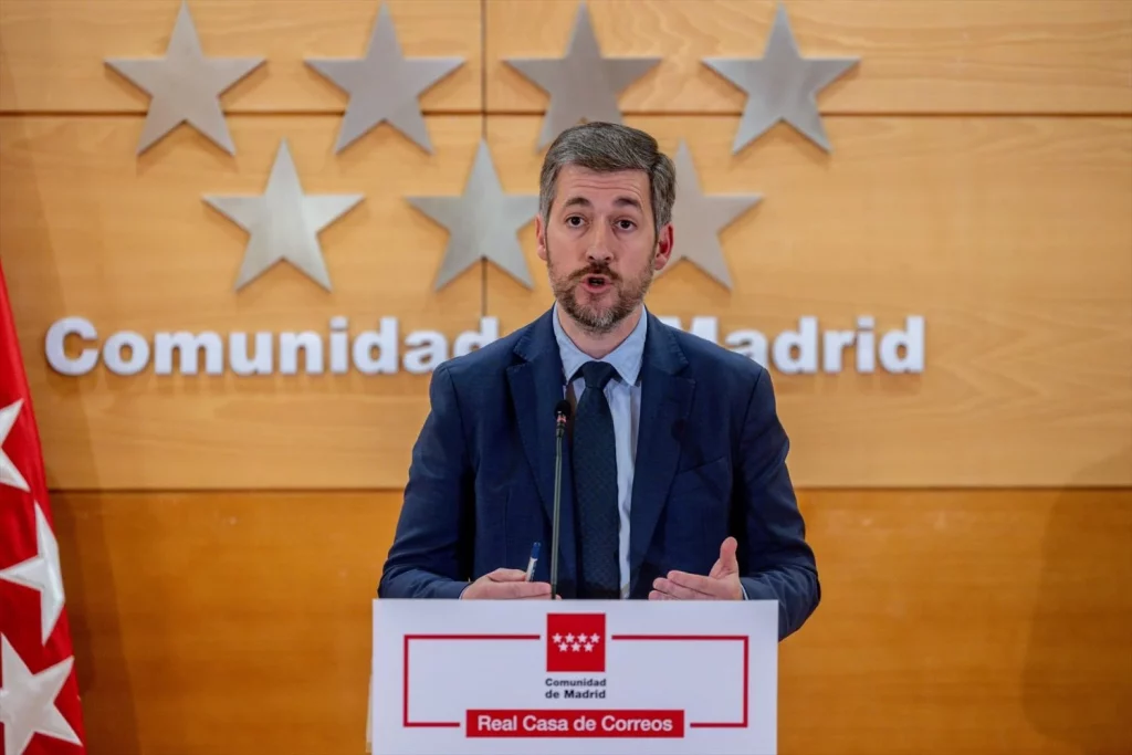 El consejero de Presidencia de la Comunidad de Madrid, Miguel Ángel García Martín, en la Real Casa de Correos, a 28 de enero de 2025, en Madrid (Fuente: Agencias)