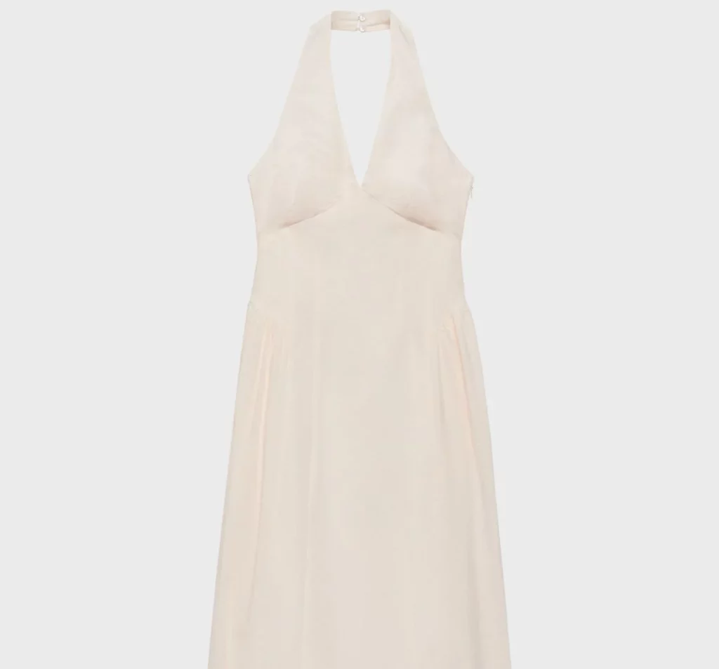 Mango apuesta para este verano por el lino como puedes ver en su última colección 9 Moncloa Vestido midi halter de Mango