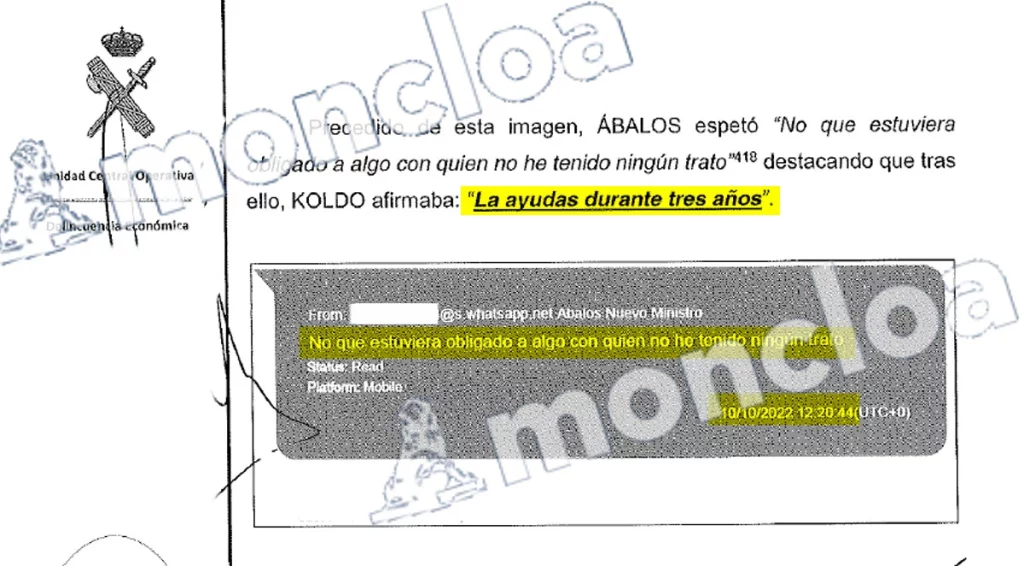 El mensaje de Ábalos a Koldo García a cuenta de los problemas laborales de Claudia Montes | Fuente: MONCLOA.COM