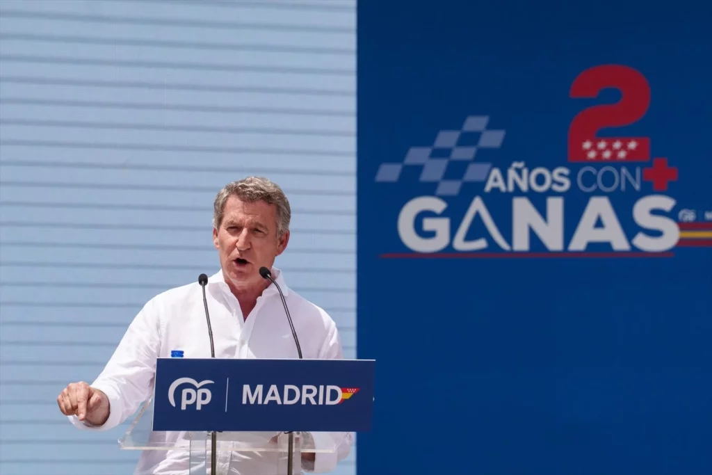 EuropaPress 6767546 presidente partido popular alberto nunez feijoo interviene acto partido Moncloa