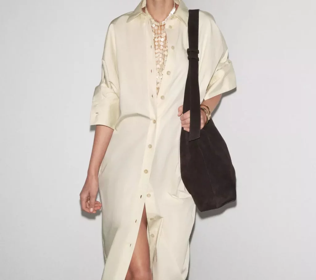 Vestido camisero popelín de Zara