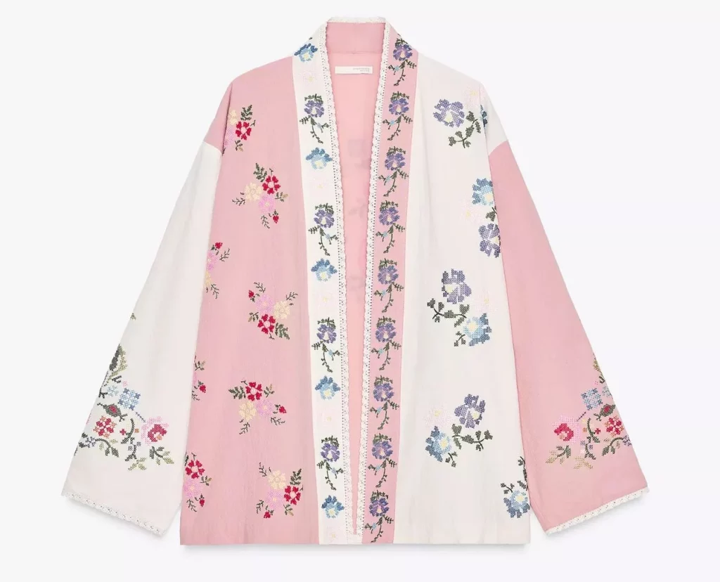 Kaftan de algodón con bordados de Zara