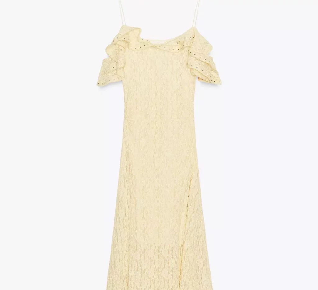 Vestido de encaje con tachas de Zara
