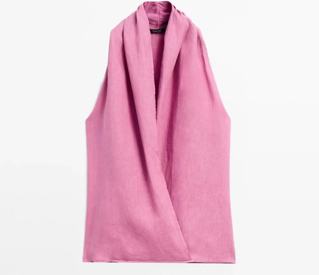Top halter rosa cruzado de Massimo Dutti