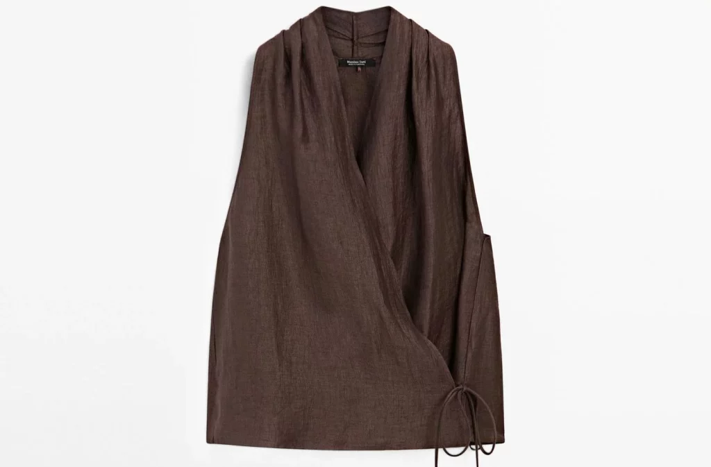 Top halter marrón cruzado de Massimo Dutti