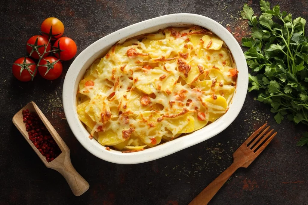 Preparación paso a paso de esta exquisita receta de patatas gratinadas
