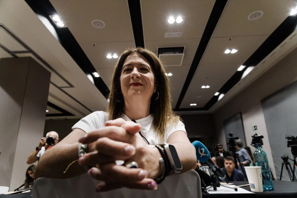 EuropaPress 6773641 exmilitante socialista leire diez rueda prensa hotel novotel junio 2025 Moncloa