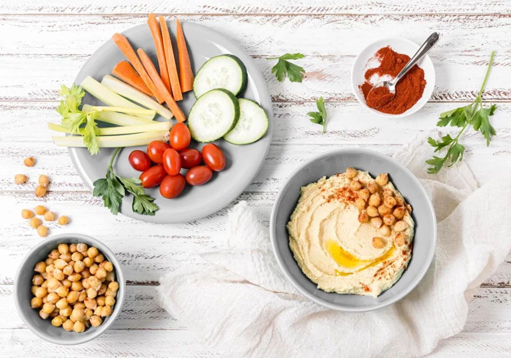 Ingredientes para un hummus saludable delicioso
