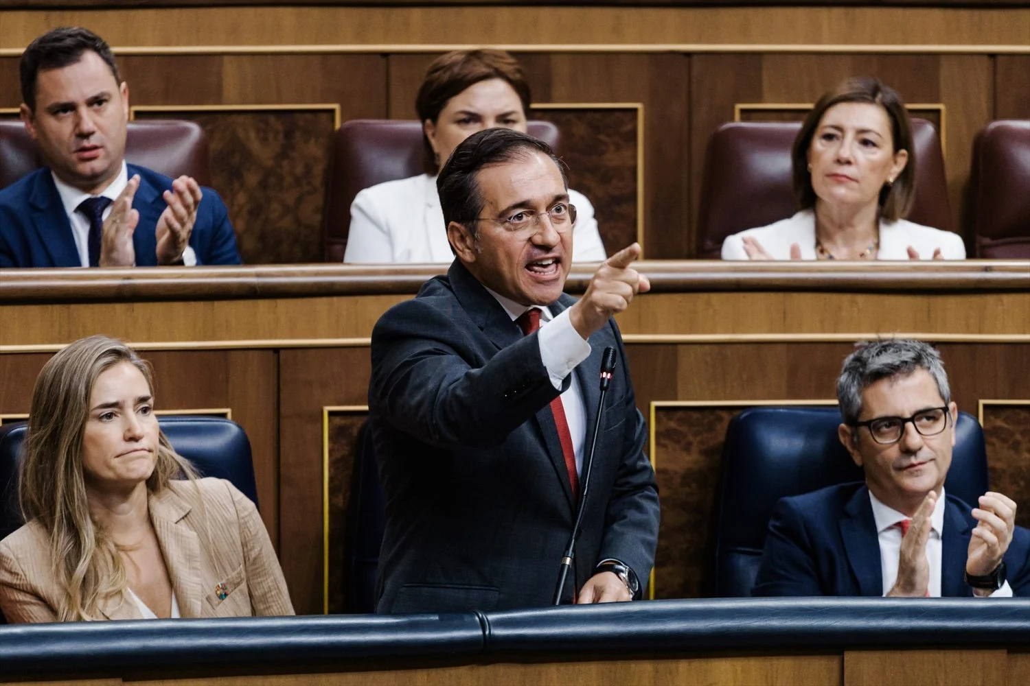 El ministro de Asuntos Exteriores, Unión Europea y Cooperación, José Manuel Albares, interviene durante un pleno en el Congreso de los Diputados, a 10 de septiembre de 2025, en Madrid (Fuente: Agencias).