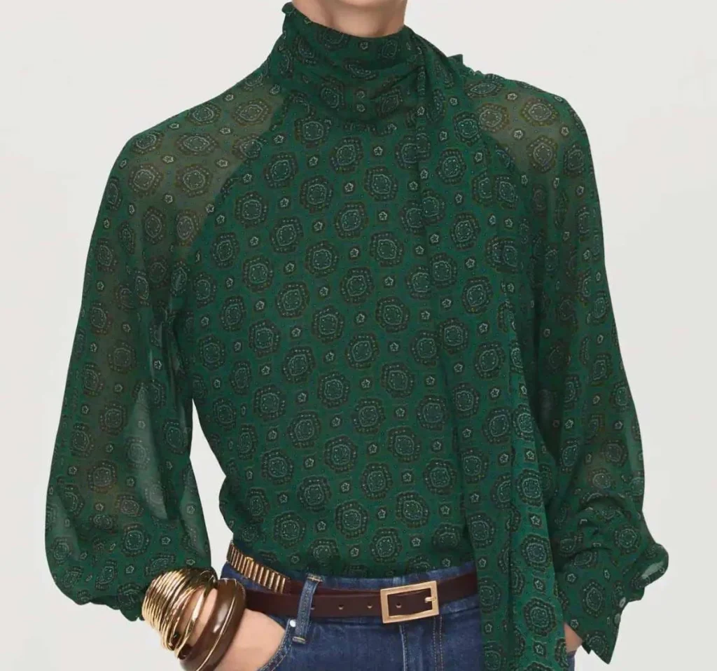 Blusa estampada cierre lazo de Mango