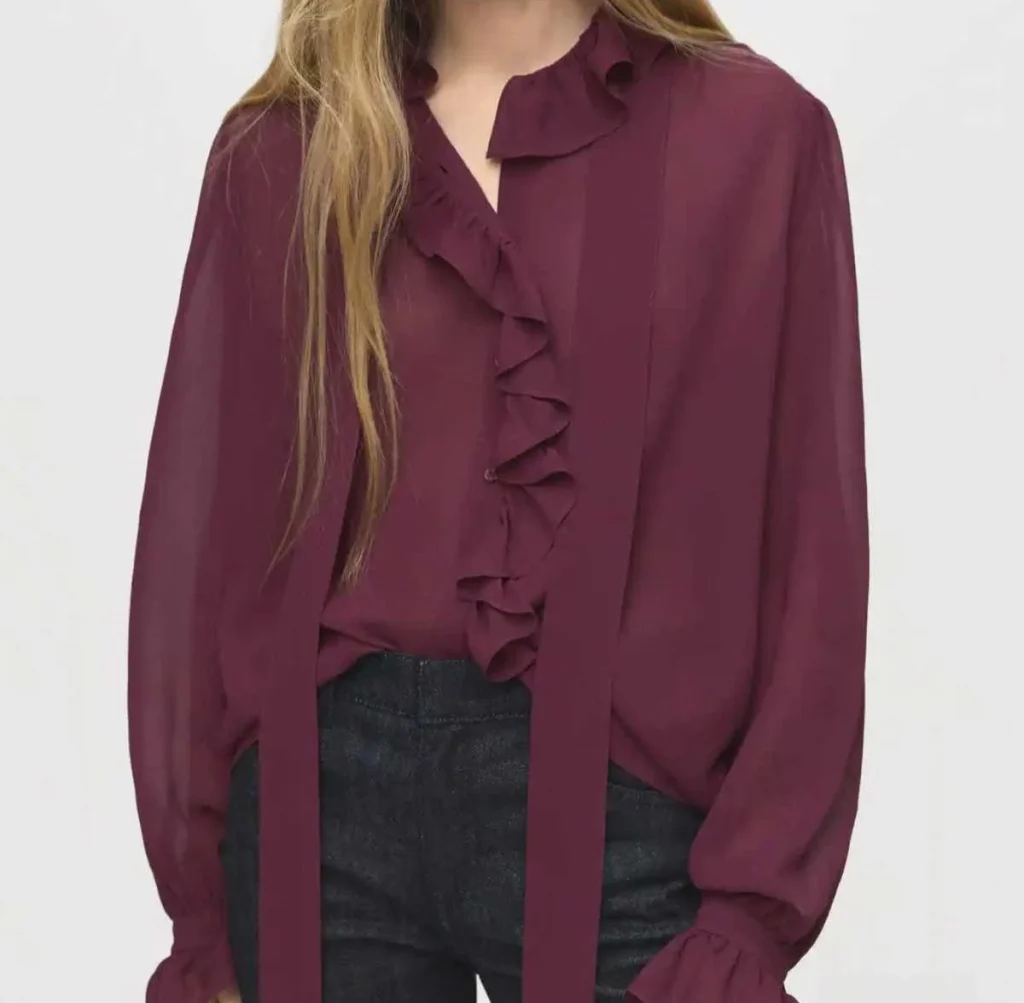 Blusa volantes fular de Mango