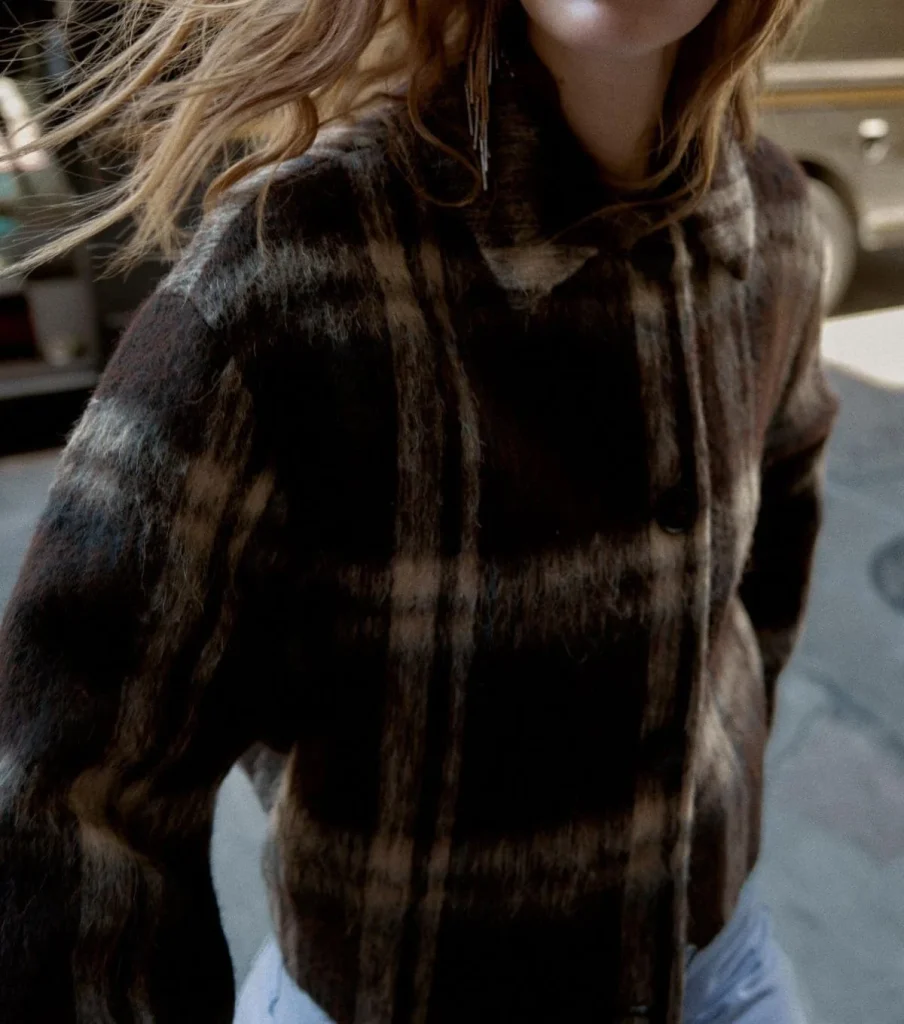 Cazadora de cuadros lana de Zara