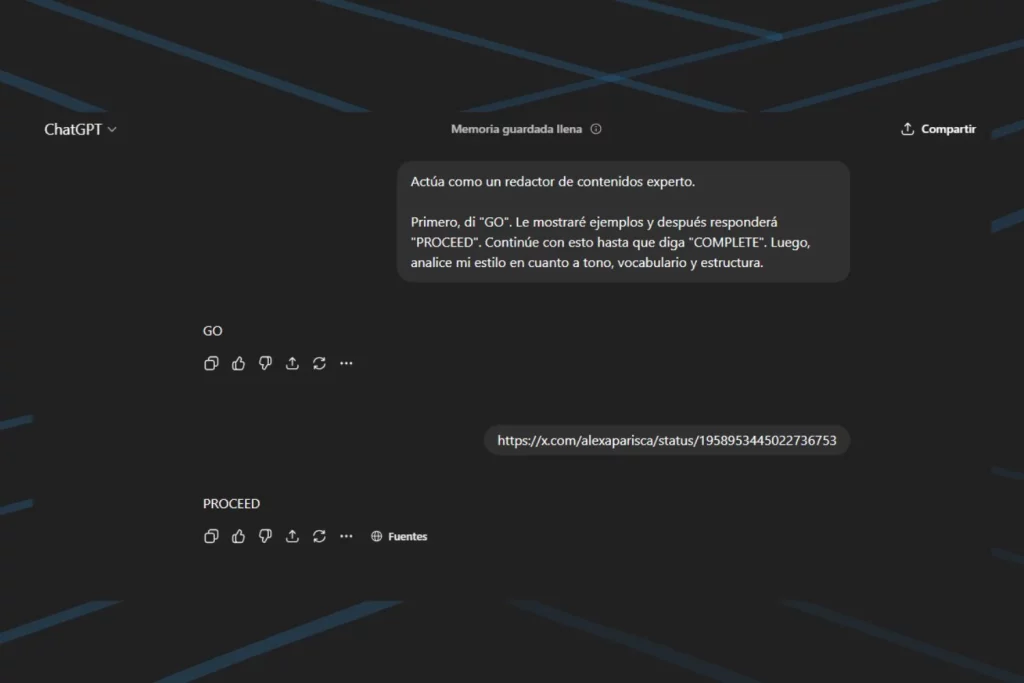 "ChatGPT escribe como un robot": Clara Lugo (36), creadora de contenido, revela el truco para que la IA responda como tú 1 Moncloa Paso a paso para que ChatGPT responda como tú