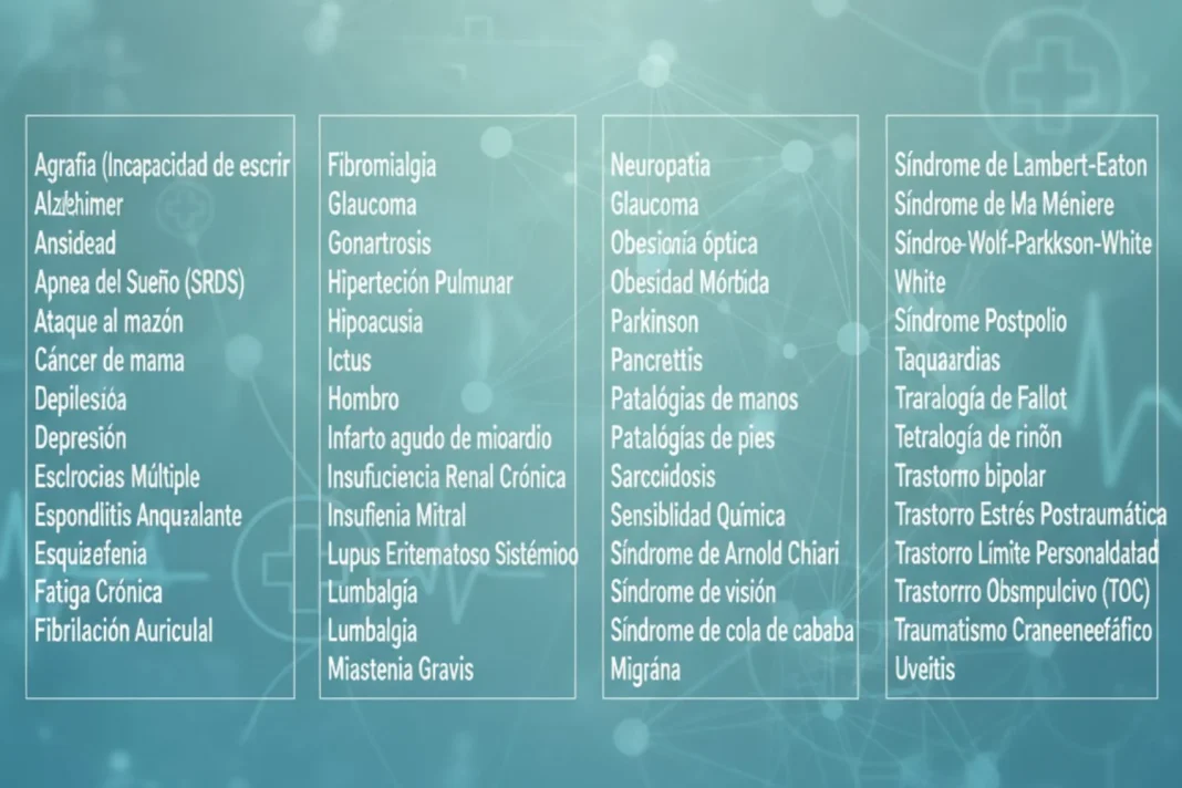 Si tu diagnóstico figura en esta imagen puedes solicitar la incapacidad