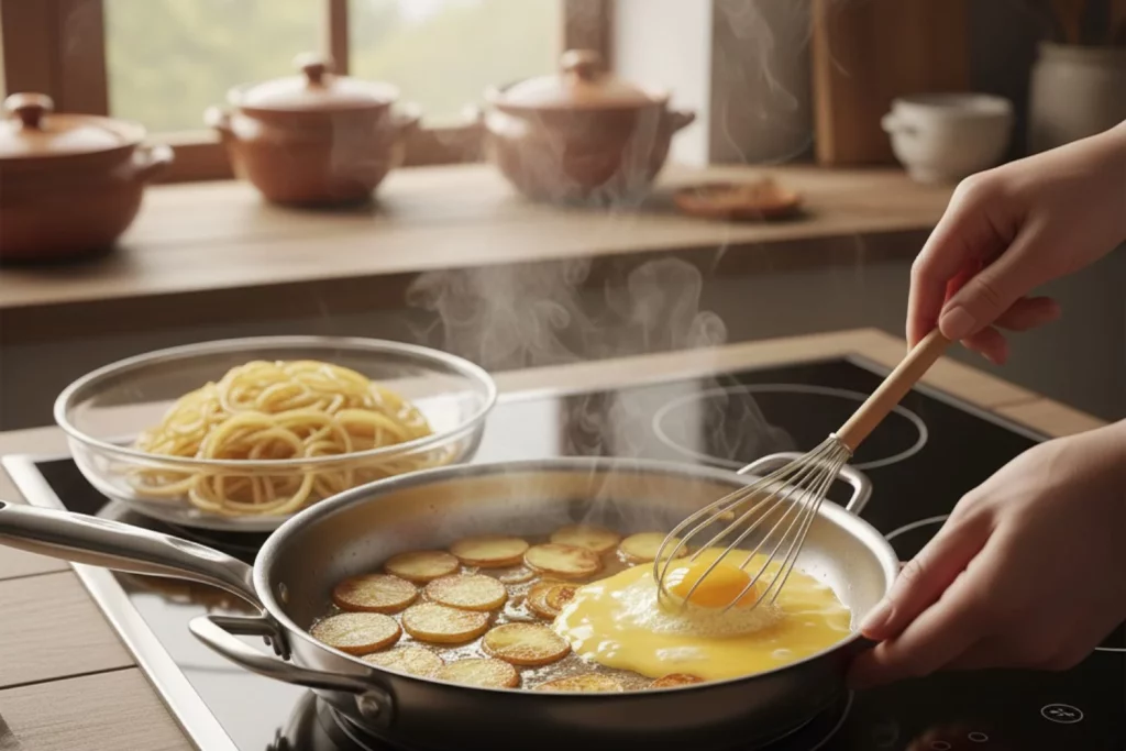 Antonio Casares (44) Chef Michelin: "La tortilla de patata no se puede ir en agua y con esta receta queda perfecta" 2 Moncloa Paso a paso para la tortilla de patatas perfecta