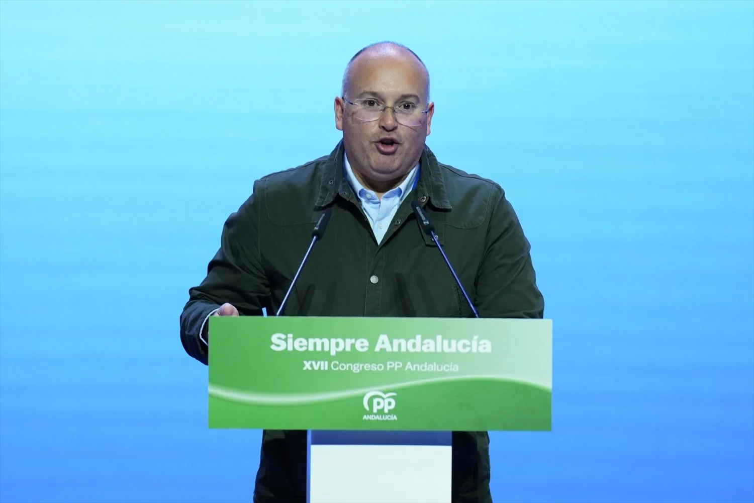 El secretario general del PP, Miguel Tellado interviene durante el congreso del PP-A. A 8 de noviembre de 2025. Segunda jornada del XVII Congreso del PP-A (Fuente: Agencias)