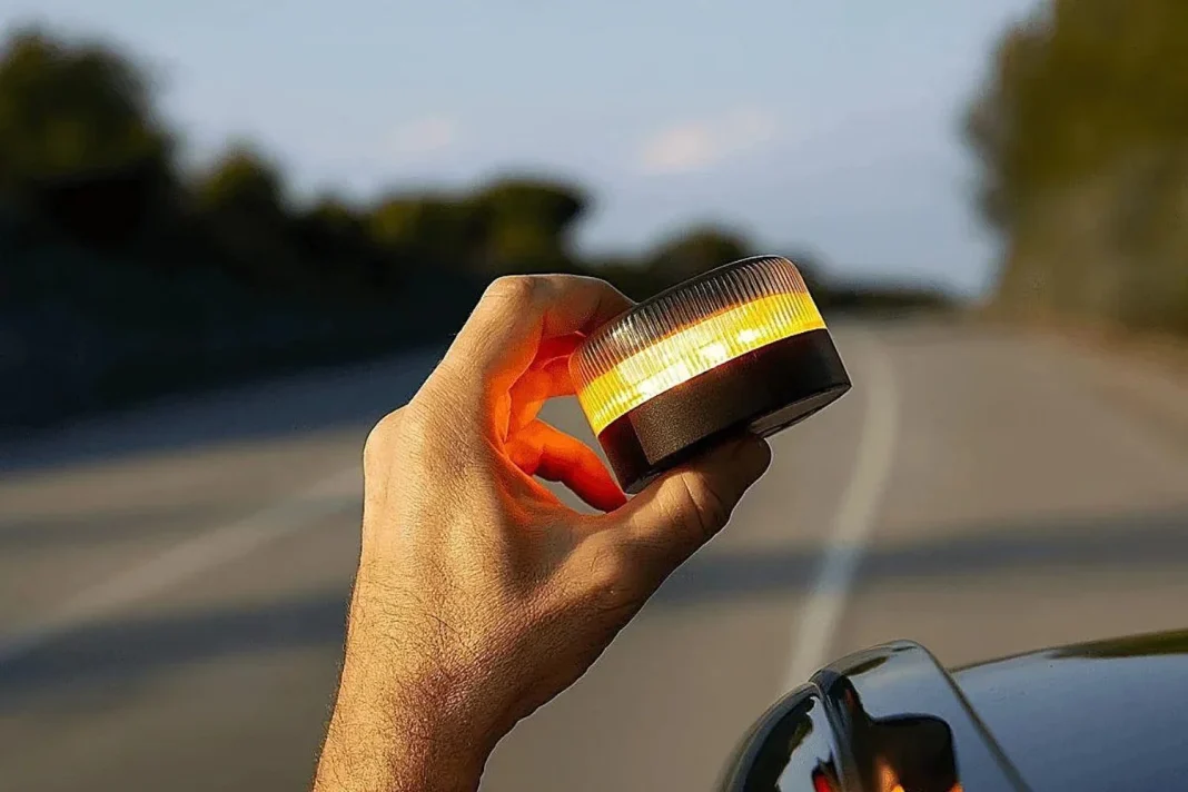 La baliza desplaza al cono de tránsito