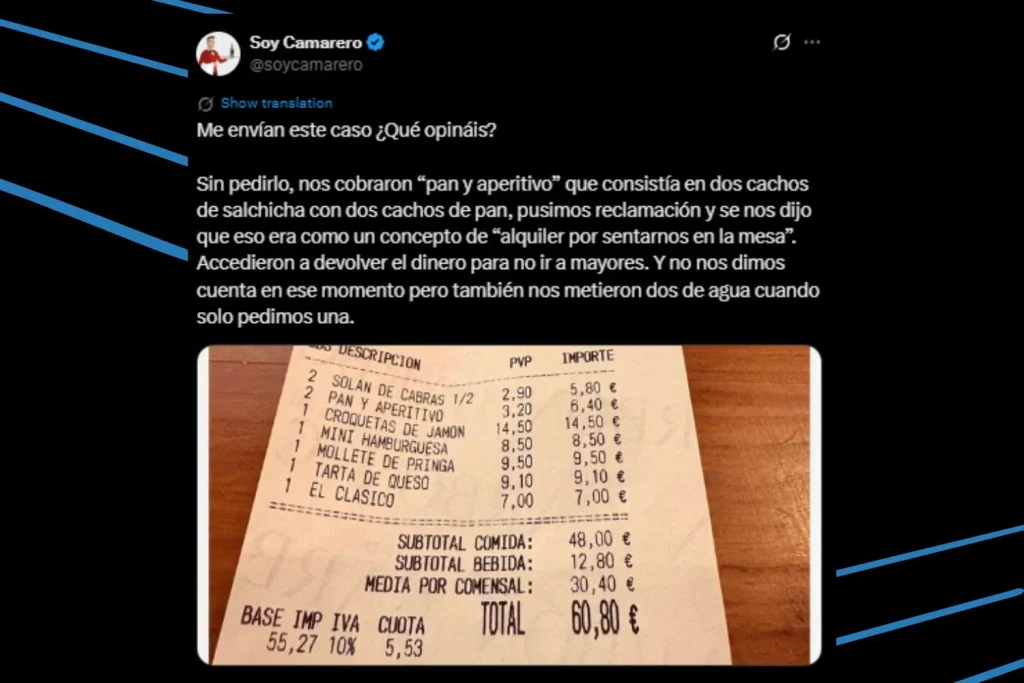 La factura viral que abre el debate en redes sociales