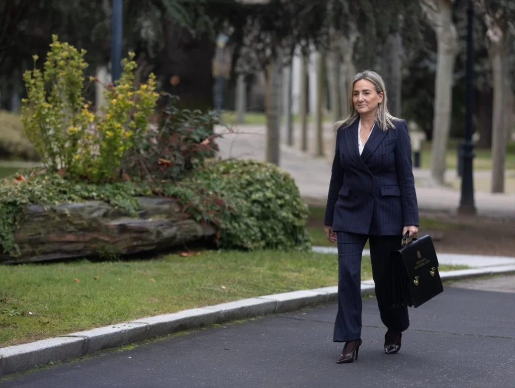 La ministra de Educación, Formación Profesional y Deportes, Milagros Tolón, a su llegada a su primer Consejo de Ministros, en el Palacio de la Moncloa, a 23 de diciembre de 2025, en Madrid (Fuente: Agencias). 