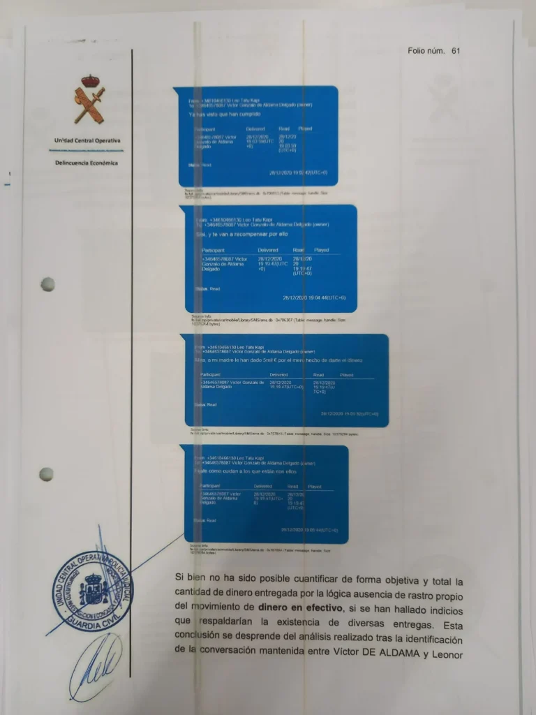 Pantallazos de los Wassap de las transacciones (Fuente: Moncloa.com)