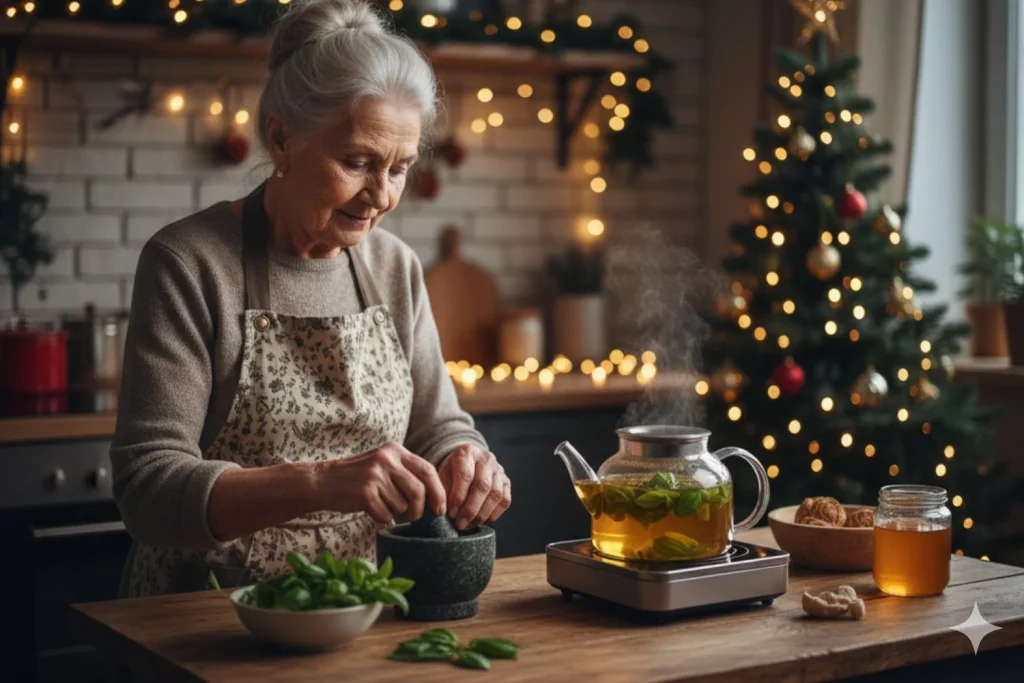 Infusión de hojas de albahaca para una digestión ligera