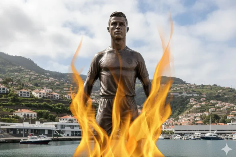 La estatua de Cristiano Ronaldo arde en 2026: el responsable desde Madeira dice que es “la última advertencia de Dios”