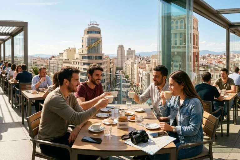 Madrid a 28 grados en abril: la terraza 'secreta' de Gran Vía donde puedes comer por 15€ sin colas imposibles