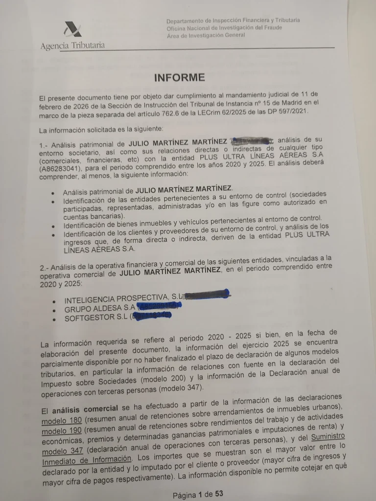 El informe de la AEAT sobre el amigo de Zapatero señala su "escaso patrimonio" 1 Moncloa Pantallazo informe AAET Moncloa