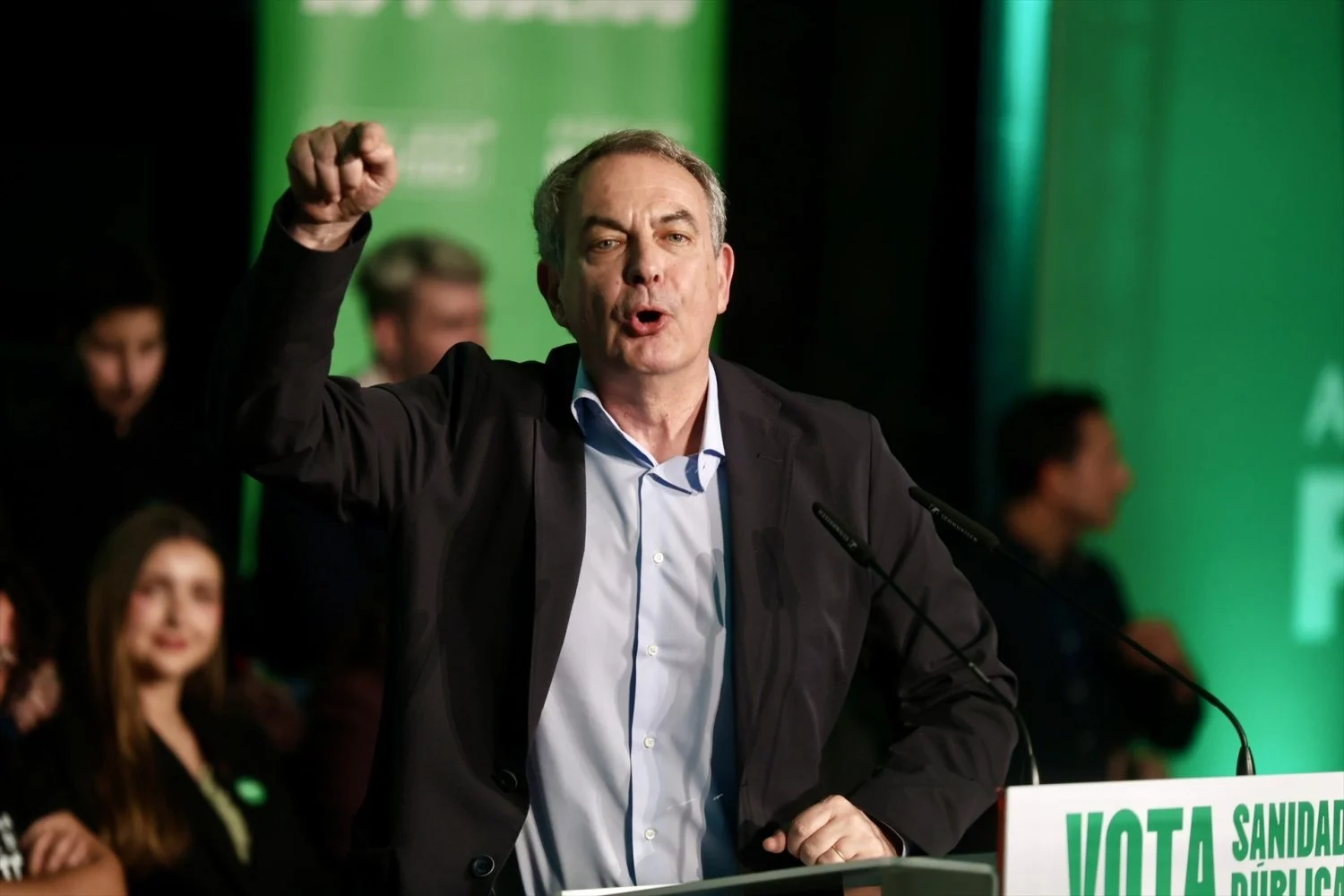 expresidente_gobierno_jose_luis_rodriguez_zapatero_intervencion_mitin_14 Rodríguez Zapatero durante un mitin en la campaña de Andalucía el 14 de mayo de 2026. EP