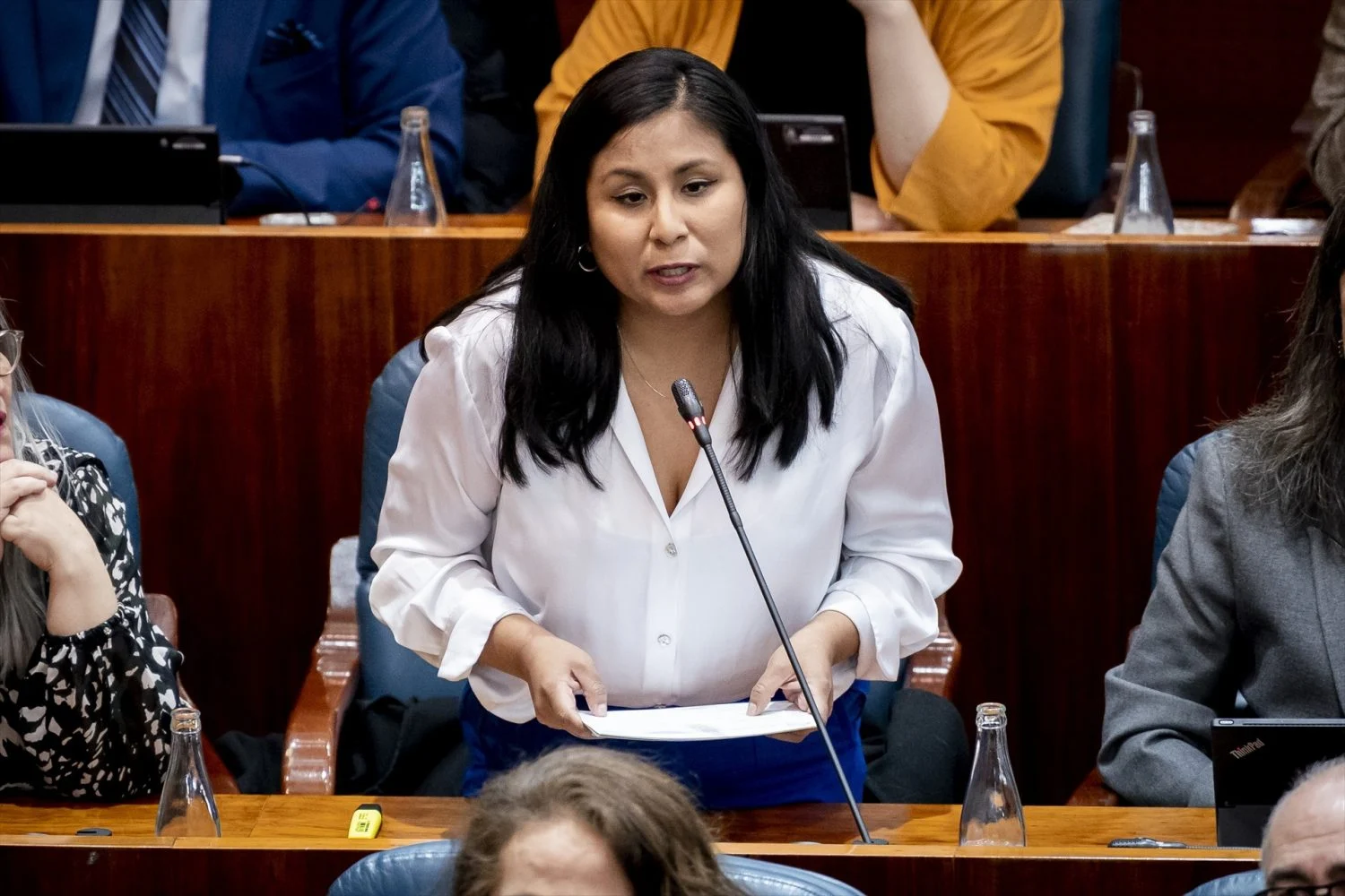 La diputada por Más Madrid, Diana Paredes, durante una sesión plenaria en la Asamblea de Madrid, a 12 de marzo de 2026, en Madrid (Fuente: Agencias)