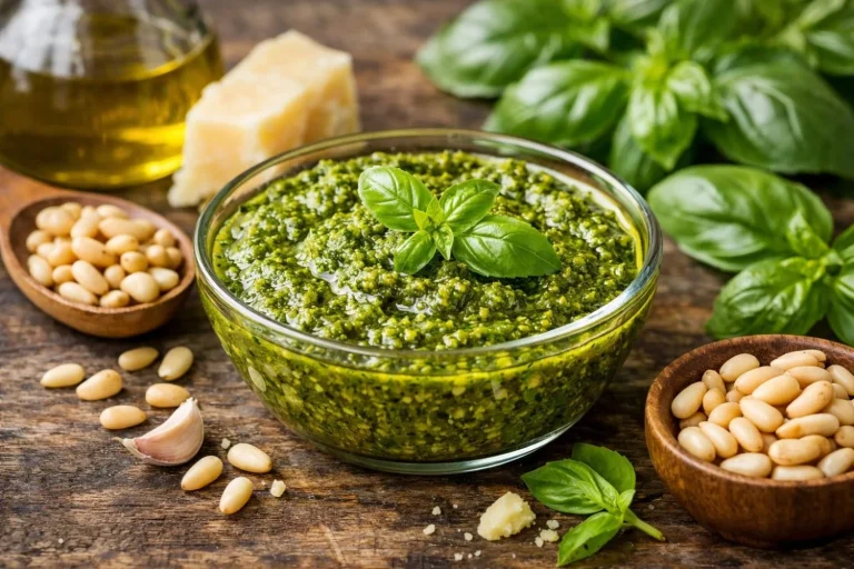 El pesto de albahaca con piñones españoles sabe más intenso si se tuestan los frutos secos antes de molerlos