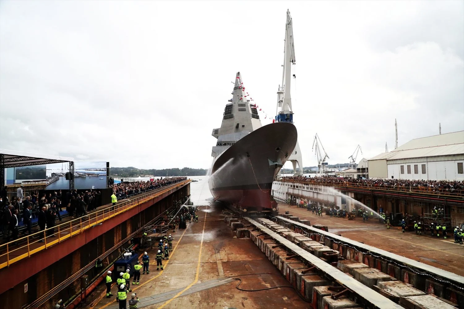 Ceremonia de la botadura de la fragata F-111, en el astillero de Navantia en Ferrol
