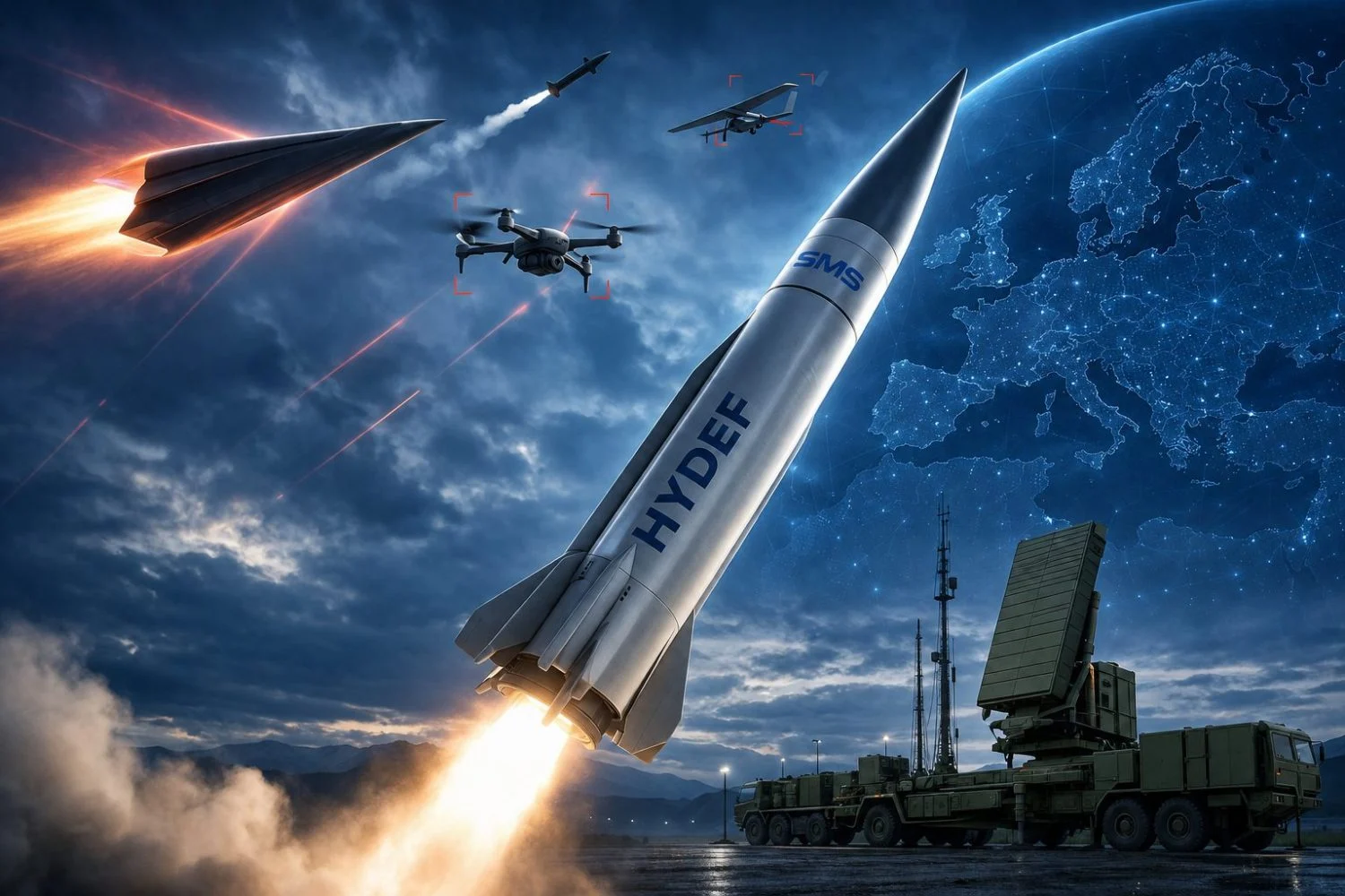 El interceptor de misiles hipersónico y antidron europeo Hydef (Fuente: IA) El interceptor de misiles hipersónico y antidron europeo Hydef (Fuente: IA)