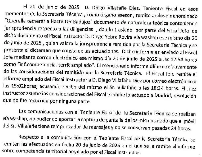 Fiscalía advierte sobre la denuncia contra Leire: "el móvil del sr. Villafañe tiene temporizador de mensajes" 1 Moncloa informe fiscalia Moncloa