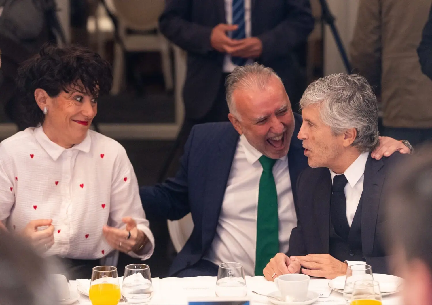 El ministro de Política Territorial y Memoria Democrática, Ángel Víctor Torres, el ministro de Interior, Fernando Grande Marlaska, y la ministra de Inclusión, Seguridad Social y Migraciones, Elma Saiz El ministro de Política Territorial y Memoria Democrática, Ángel Víctor Torres, el ministro de Interior, Fernando Grande Marlaska, y la ministra de Inclusión, Seguridad Social y Migraciones, Elma Saiz