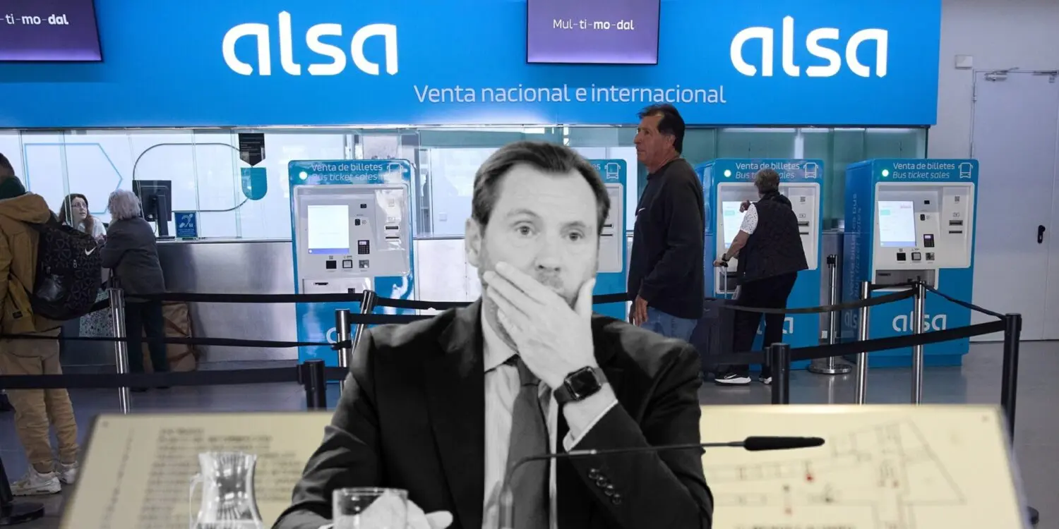 Óscar Puente y fondo de Alsa. Diseñado Canva Óscar Puente y fondo de Alsa. Diseñado Canva