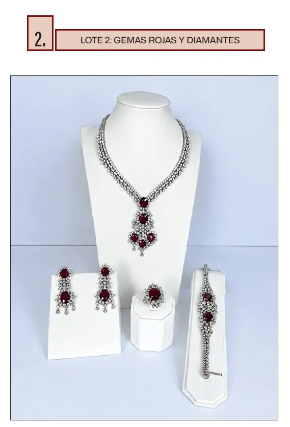 Las joyas de Zapatero son "esmeraldas de Zambia" y "zafiros de Tailandia" 3 Moncloa lote gemas rojas y diamantes Moncloa